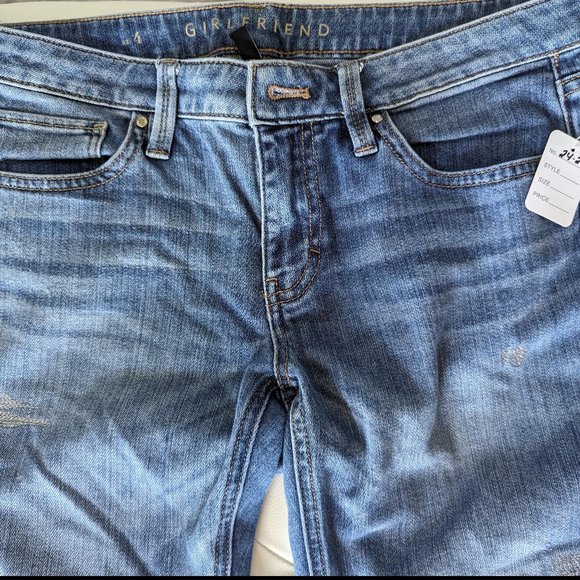 #195 WHBM Girlfriend Style Jeans- metallic thread at factory distressed areas - Picture 1 of 6